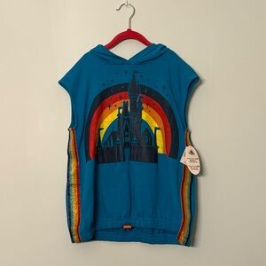 🌈✨ Disney Parks Sleeveless Hoodie Castle Rainbow Graphic | Youth XL (14) | NWT